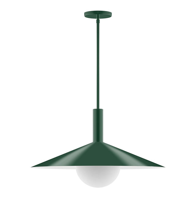 Zing 24" Stem Hung Pendant with Glass Globe in Forest Green