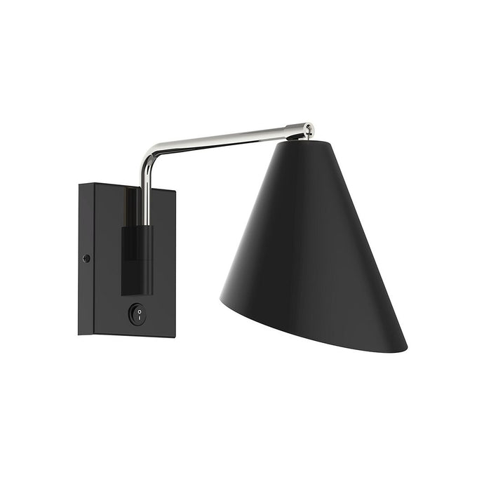 Jasmine LED Wall Swing Arm Light in Black with Brushed Nickel Accents