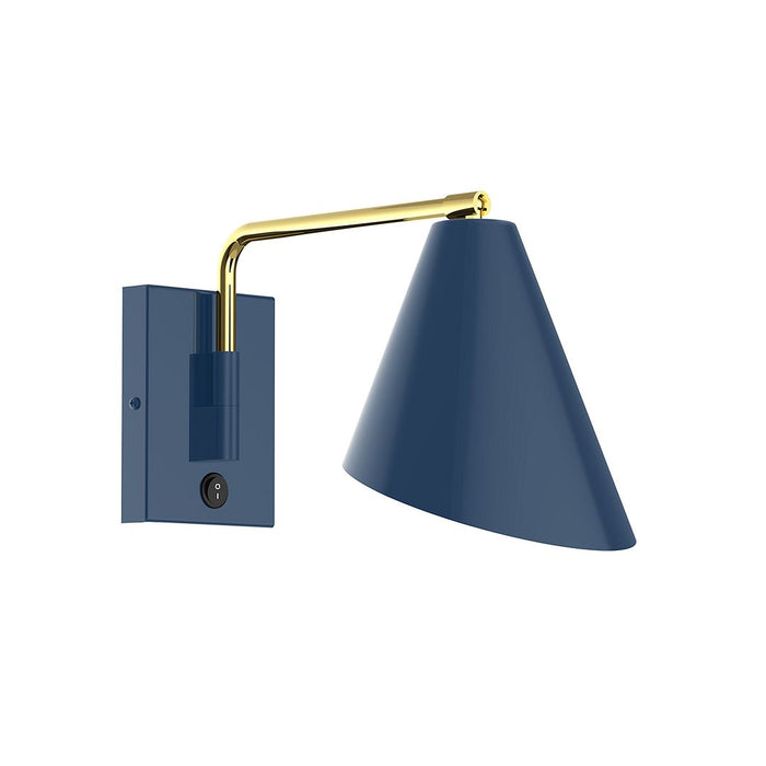 Jasmine LED Wall Swing Arm Light in Navy with Brushed Brass Accents