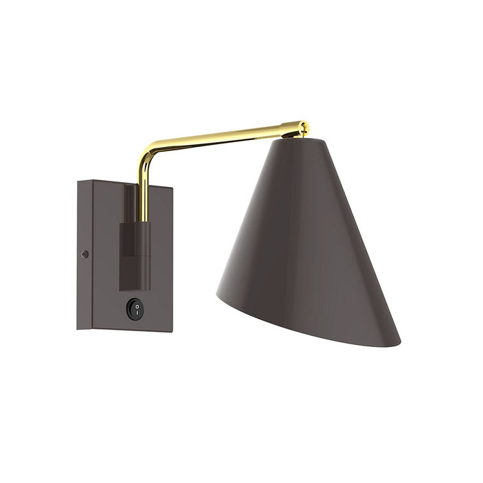 Jasmine LED Wall Swing Arm Light in Architectural Bronze with Brushed Brass Accents