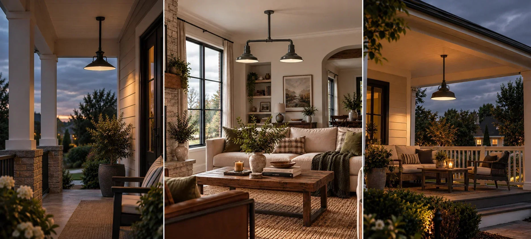 Stem Hung vs Pendant Hung comparison showing two ceiling-mounted lighting installation styles with their suspension methods