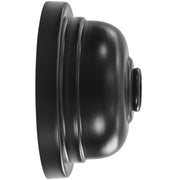 Black round backplate and gooseneck for wall light, side view