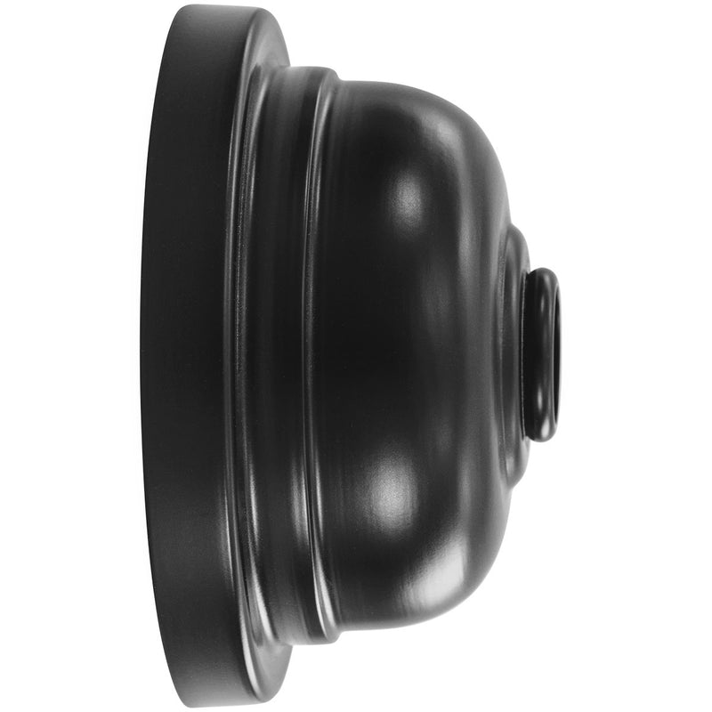 Black round backplate and gooseneck for wall light, side view