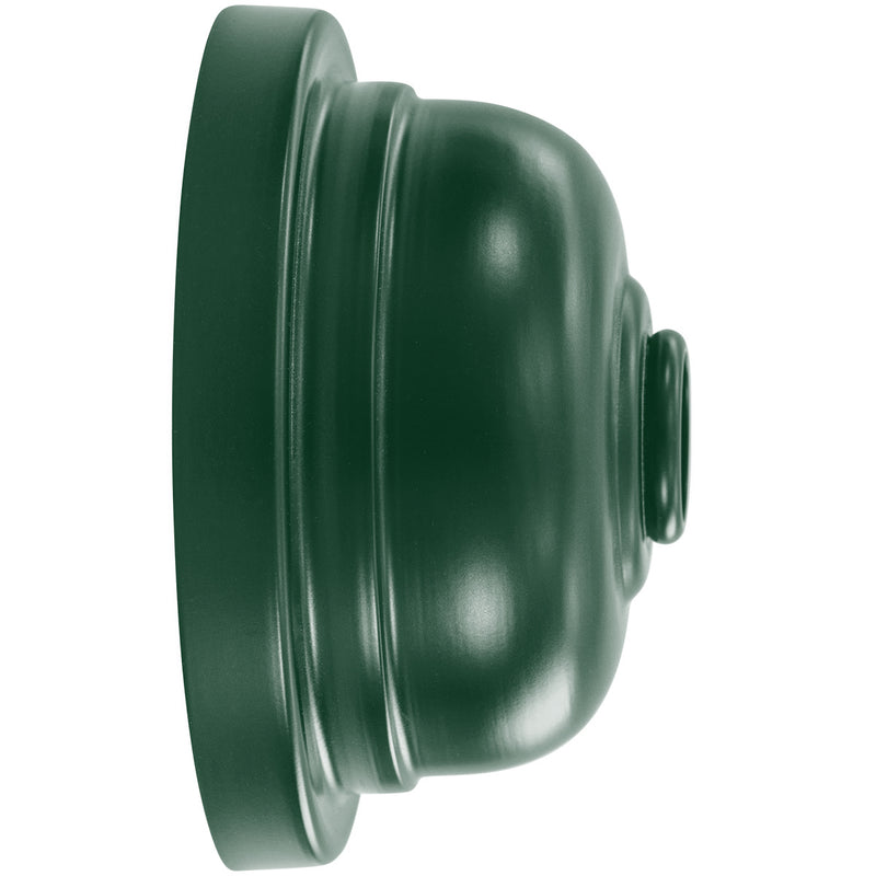 Forest green wall light backplate with side knob and curved arm connection.