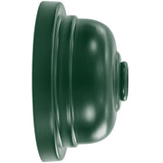 Forest green wall light backplate with curved gooseneck arm and mounting end