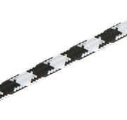 Black-and-white braided pendant cord with woven crosshatch pattern