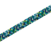 Braided power cord in teal and blue with green interior strands