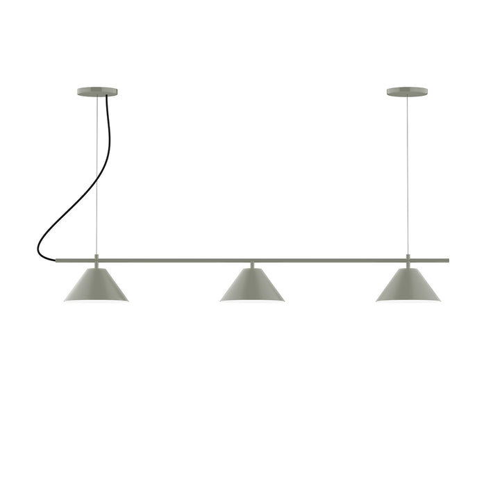Pinnacle 3-Light Linear LED Chandelier in Moss Green | Montclair Light Works