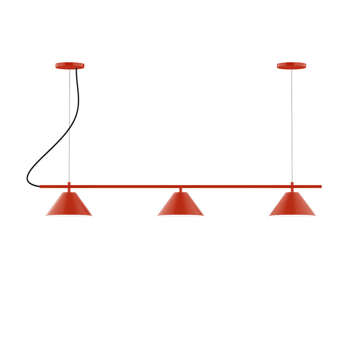 Pinnacle 3-Light Linear LED Chandelier in Vermillion | Montclair Light Works