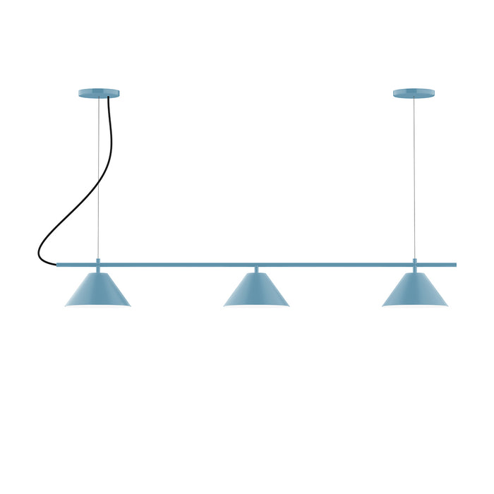 Pinnacle 3-Light Linear LED Chandelier in Light Blue | Montclair Light Works