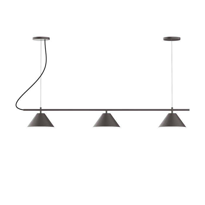 Pinnacle 3-Light Linear LED Chandelier in Bronze Matte | Montclair Light Works