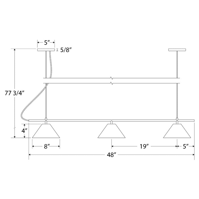 Pinnacle 3-Light Linear LED Chandelier in Slate Gray | Montclair Light Works