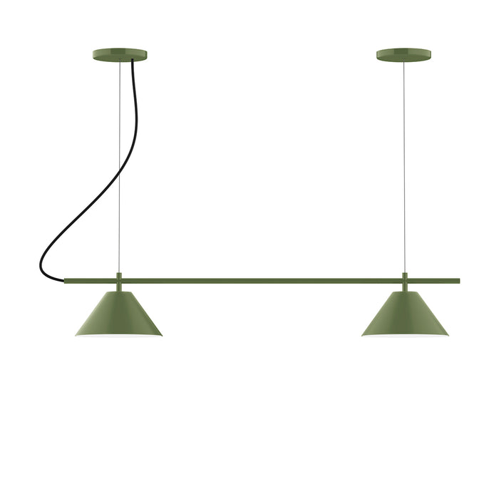 Pinnacle 2-Light Linear LED Chandelier in Fern Green | Montclair Light Works