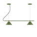 Pinnacle 2-Light Linear LED Chandelier in Fern Green | Montclair Light Works