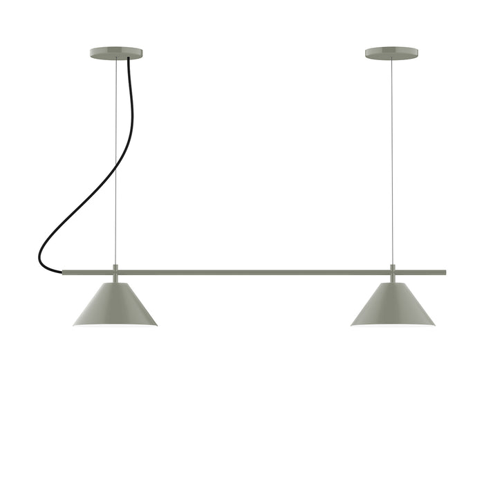 Pinnacle 2-Light Linear LED Chandelier in Moss Green | Montclair Light Works