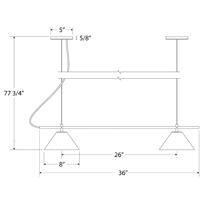 Pinnacle 2-Light Linear LED Chandelier in White | Montclair Light Works