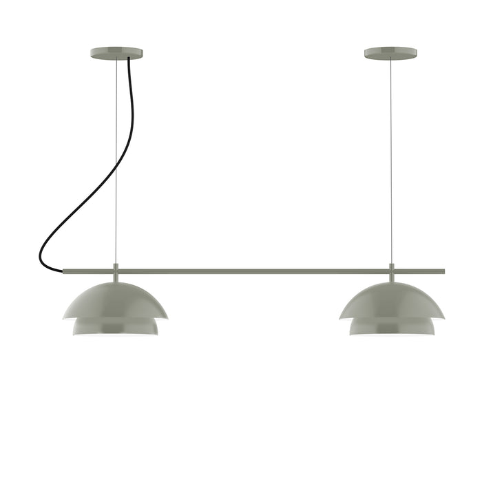 Nest 2-Light Linear LED Chandelier in Moss Green | Montclair Light Works