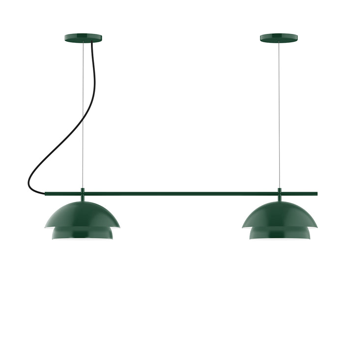 Nest 2-Light Linear LED Chandelier in Forest Green | Montclair Light Works