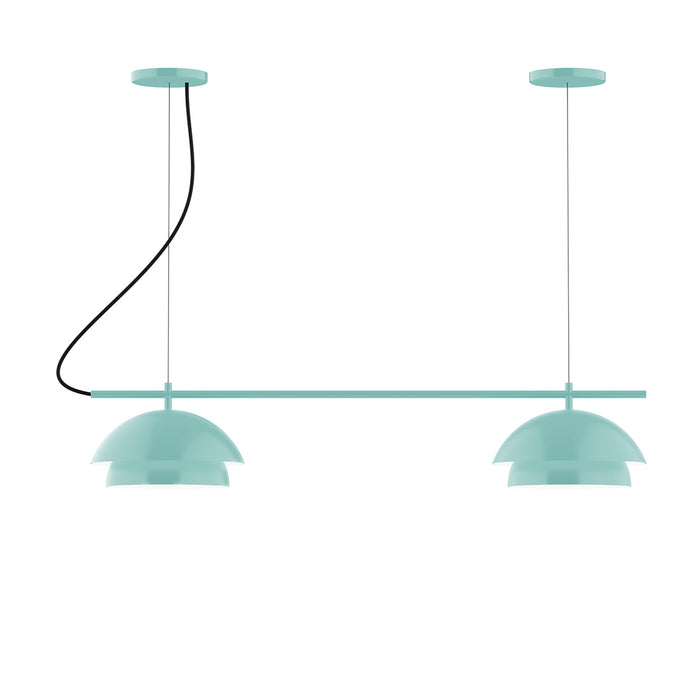 Nest 2-Light Linear LED Chandelier in Sea Green | Montclair Light Works
