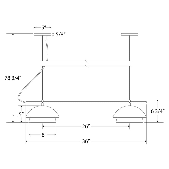 Nest 2-Light Linear LED Chandelier in White | Montclair Light Works