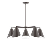 Five-light chandelier, architectural bronze, with five conical shades