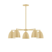 Ivory 5-light LED chandelier with domed shades, five arms, and central canopy