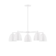 White 5-light LED chandelier with five arched glass shades and central stem