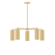 5-light chandelier with ivory finish and five cylindrical drum shades