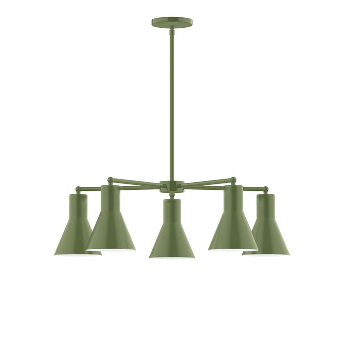 Axis Flare 5-Light LED Chandelier in Fern Green