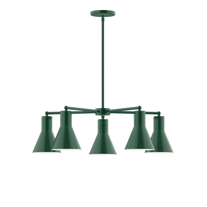 Axis Flare 5-Light LED Chandelier in Forest Green