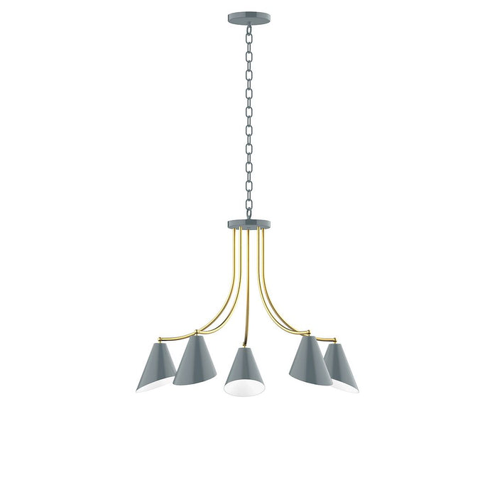 J-Series Jasmine 5-Light Chandelier in Slate Gray with Brushed Brass Accents