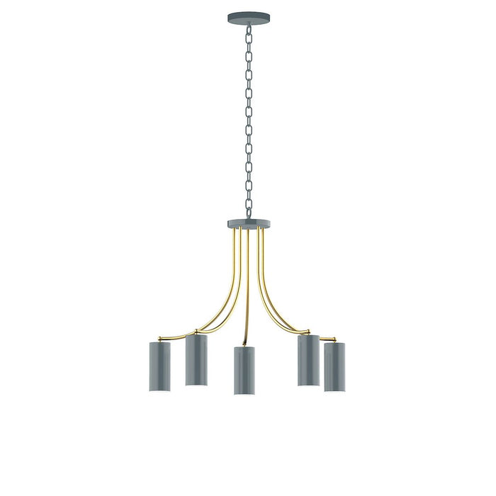 J-Series Jordan 5-Light Chandelier in Slate Gray with Brushed Brass Accents