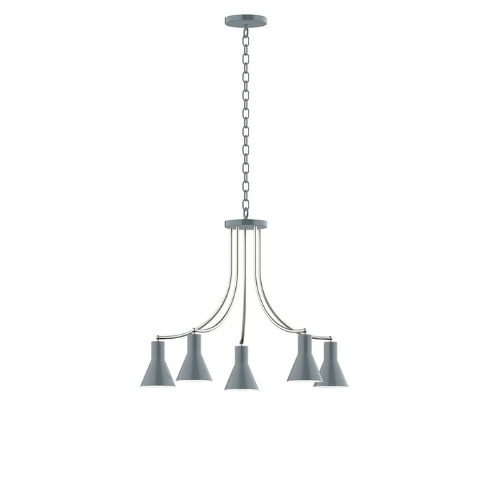 Axis Flare 5-Light Chandelier in Slate Gray with Brushed Nickel Accents