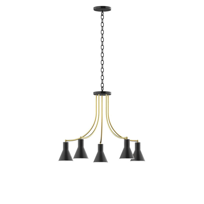 Axis Flare 5-Light LED Chandelier in Black with Brushed Brass Accents