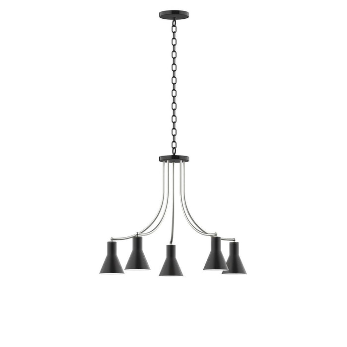 Axis Flare 5-Light LED Chandelier in Black with Brushed Nickel Accents