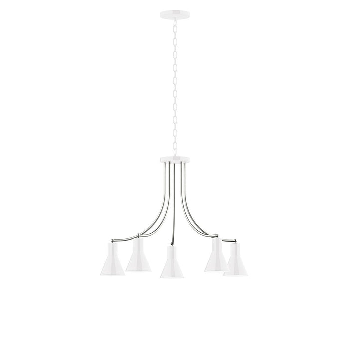 Axis Flare 5-Light Chandelier in White with Brushed Nickel Accents