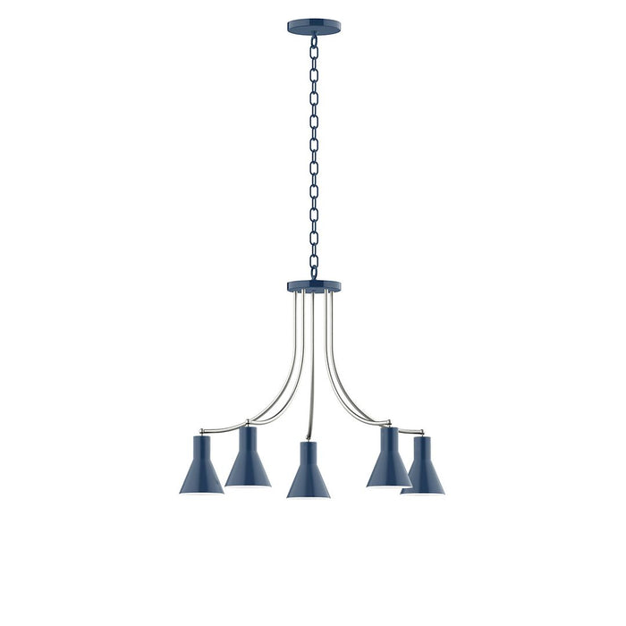 Axis Flare 5-Light LED Chandelier in Navy with Brushed Nickel Accents