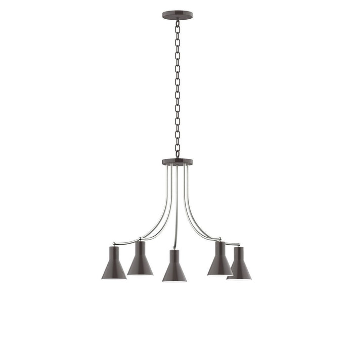 Axis Flare 5-Light Chandelier in Architectural Bronze with Brushed Nickel Accents