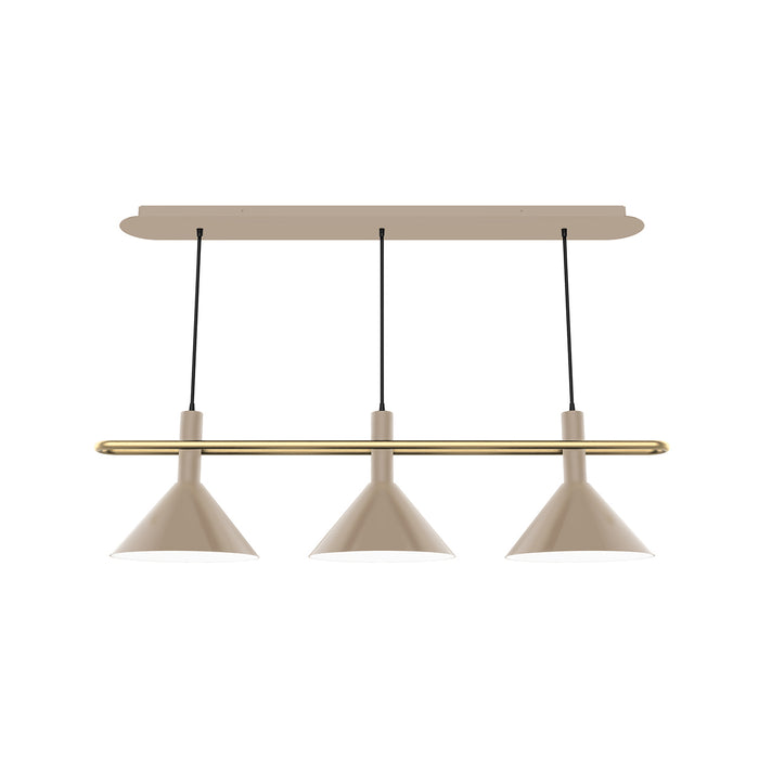 Raceway 2-Light Linear Chandelier in Clay with Brushed Brass Accents