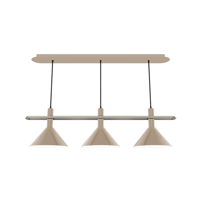 Raceway 2-Light Linear Chandelier in Clay with Brushed Nickel Accents