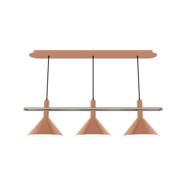 Raceway 2-Light Linear Chandelier in Terracotta with Brushed Nickel Accents