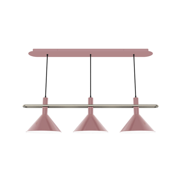 Raceway 2-Light Linear Chandelier in Mauve with Brushed Nickel Accents