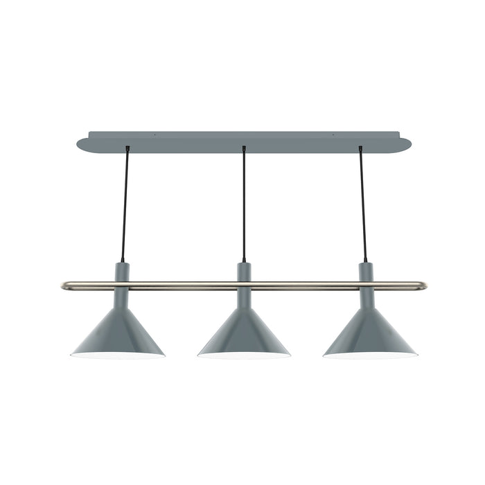 Raceway 2-Light Linear Chandelier in Slate Gray with Brushed Nickel Accents