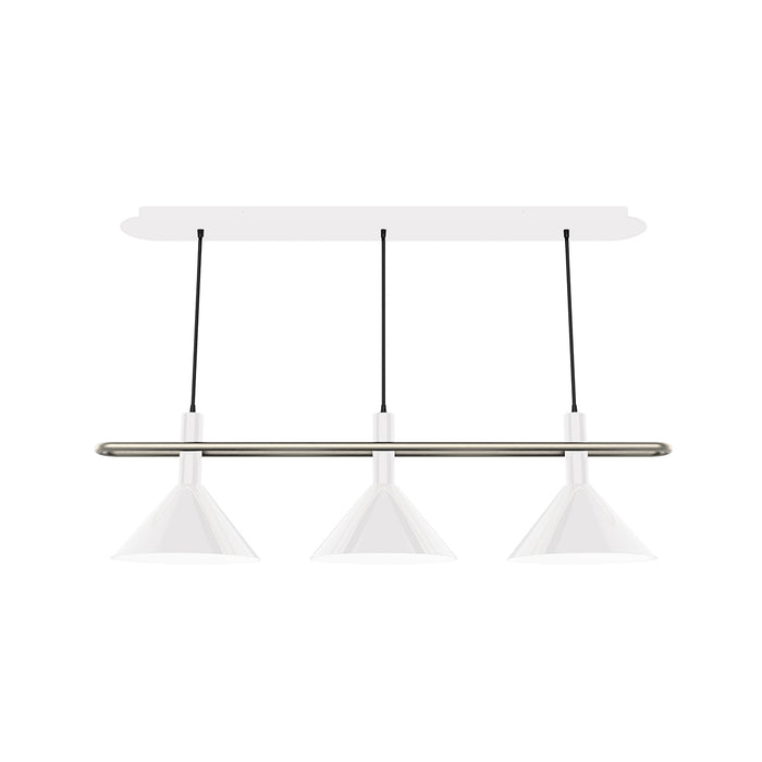 Raceway 2-Light Linear Chandelier in White with Brushed Nickel Accents