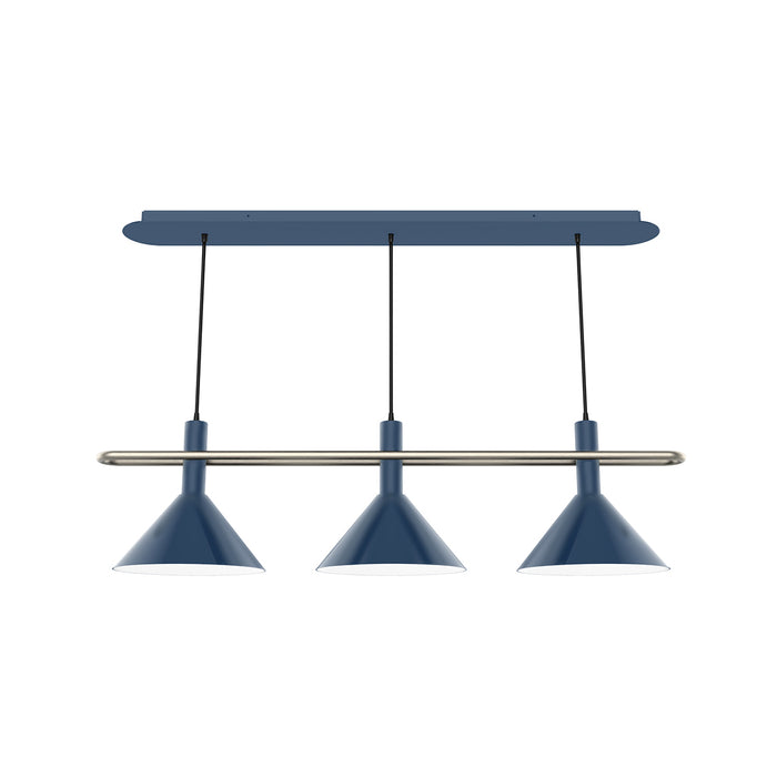 Raceway 2-Light Linear Chandelier in Navy with Brushed Nickel Accents