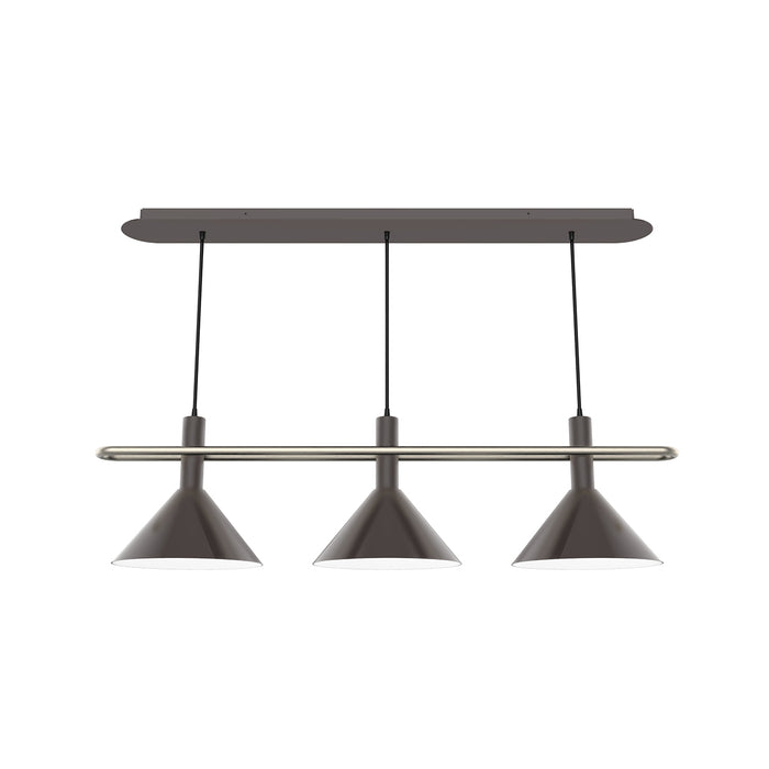 Raceway 2-Light Linear Chandelier in Architectural Bronze with Brushed Nickel Accents