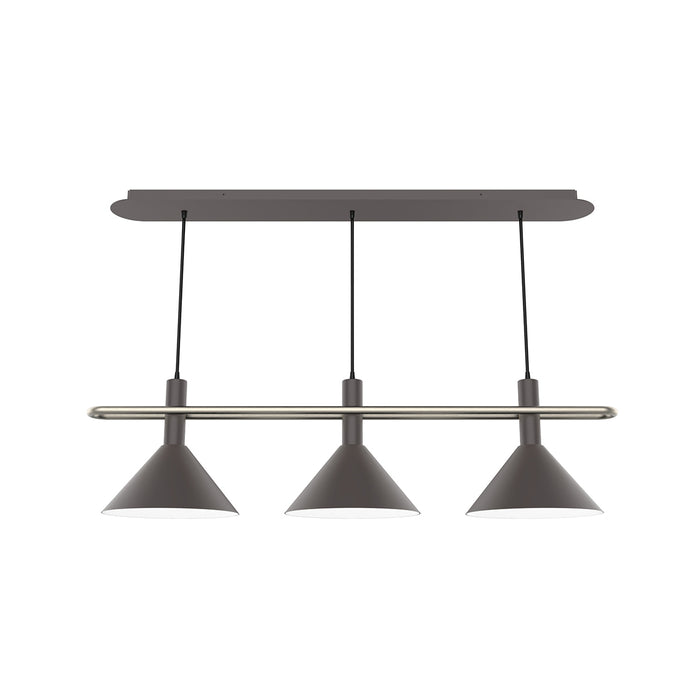 Raceway 2-Light Linear Chandelier in Bronze Matte with Brushed Nickel Accents