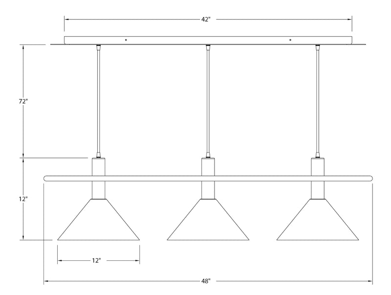 Raceway 2-Light Linear Chandelier in Vermillion with Brushed Brass ...