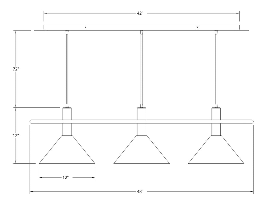 Raceway 2-Light Linear Chandelier in Clay with Brushed Brass Accents