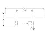 24 in plug-in LED picture light diagram with 8 in height and 10 in depth